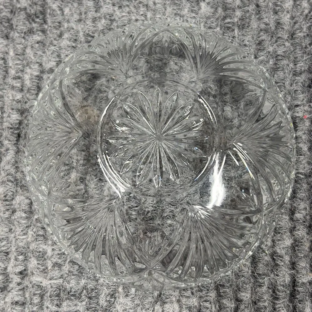 VTG KIG Malaysia Clear Glass Dish Bowl‎ Depression Style Candy Nut Lid Set Of 2
